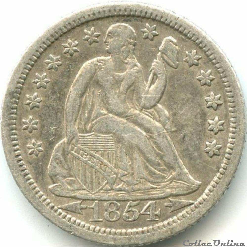 ←1854→ o Dime / 10 Cents monnaies monde etats unis 1854 o dime 10 cents