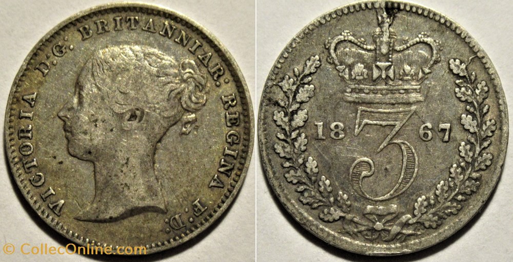 monnaies monde royaume uni victoria 3 pence 1867 kingdom of great britain