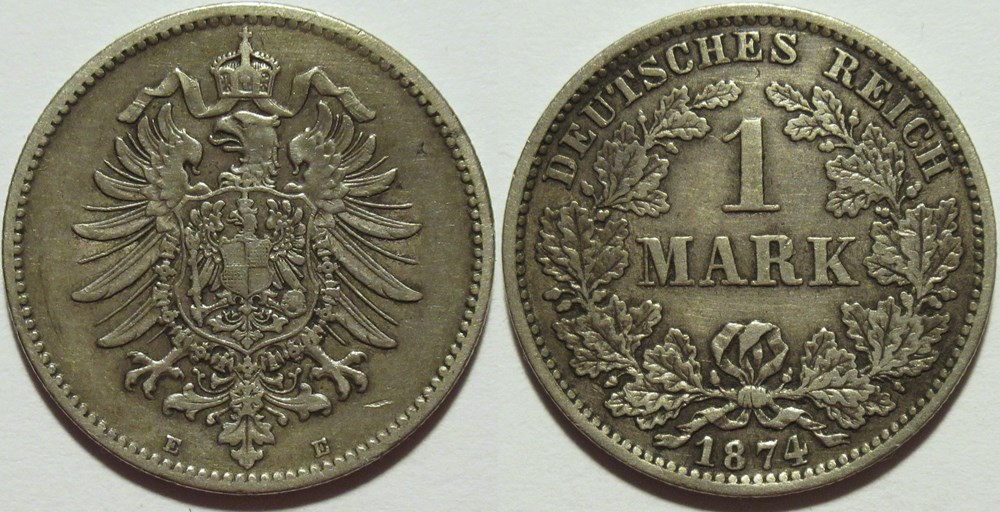 Wilhelm I - 1 Mark 1874, Dresden - German Empire monnaies monde allemagne wilhelm i 1 mark 1874 dresden german empire
