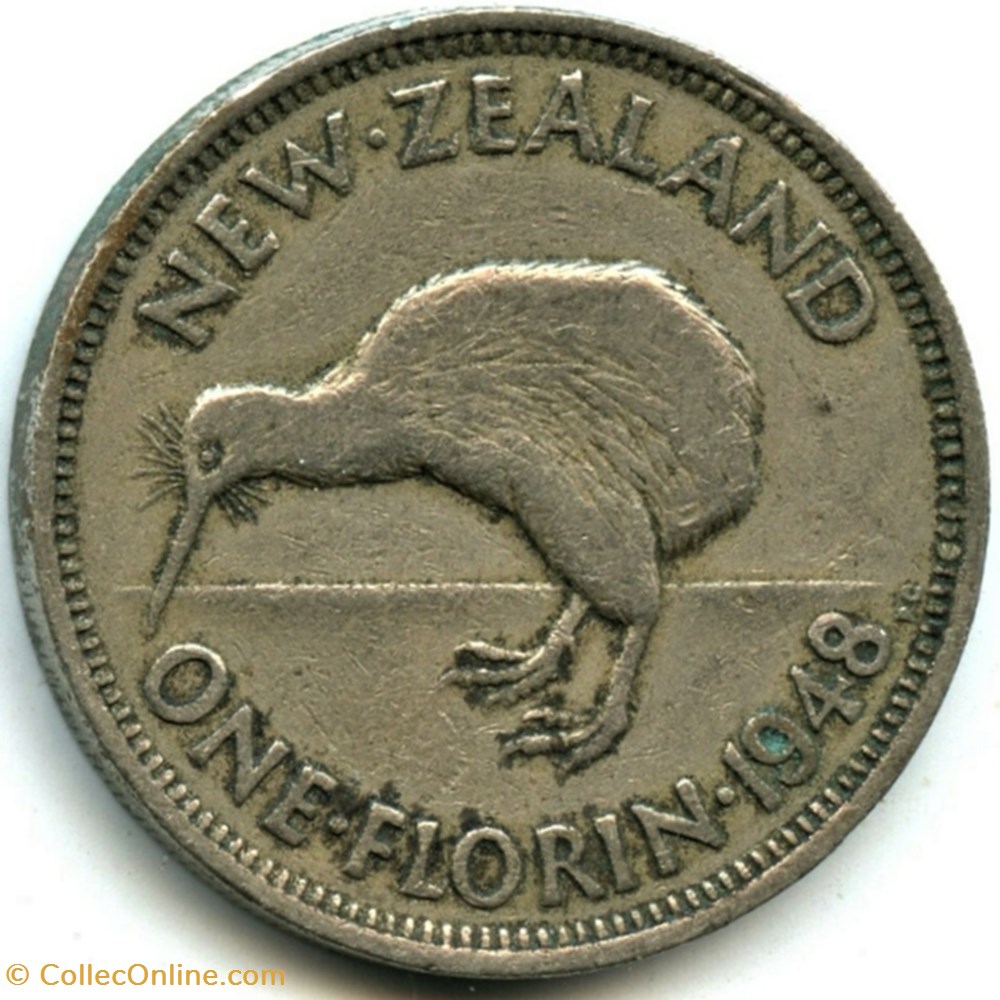 George VI - One Florin 1948 - New Zealand 3 monnaies monde nouvelle zelande george vi one florin 1948 new zealand