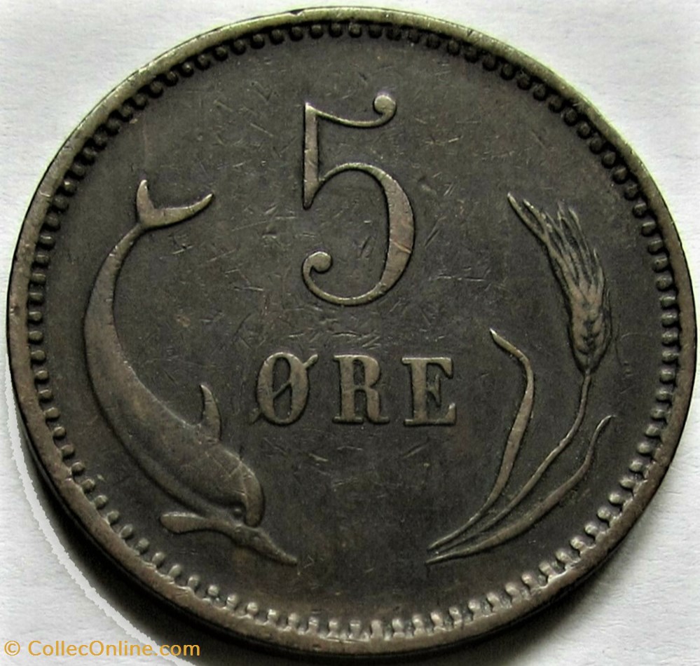 Christian IX Denmark - 5 Øre 1874 3 monnaies monde danemark christian ix denmark 5 re 1874