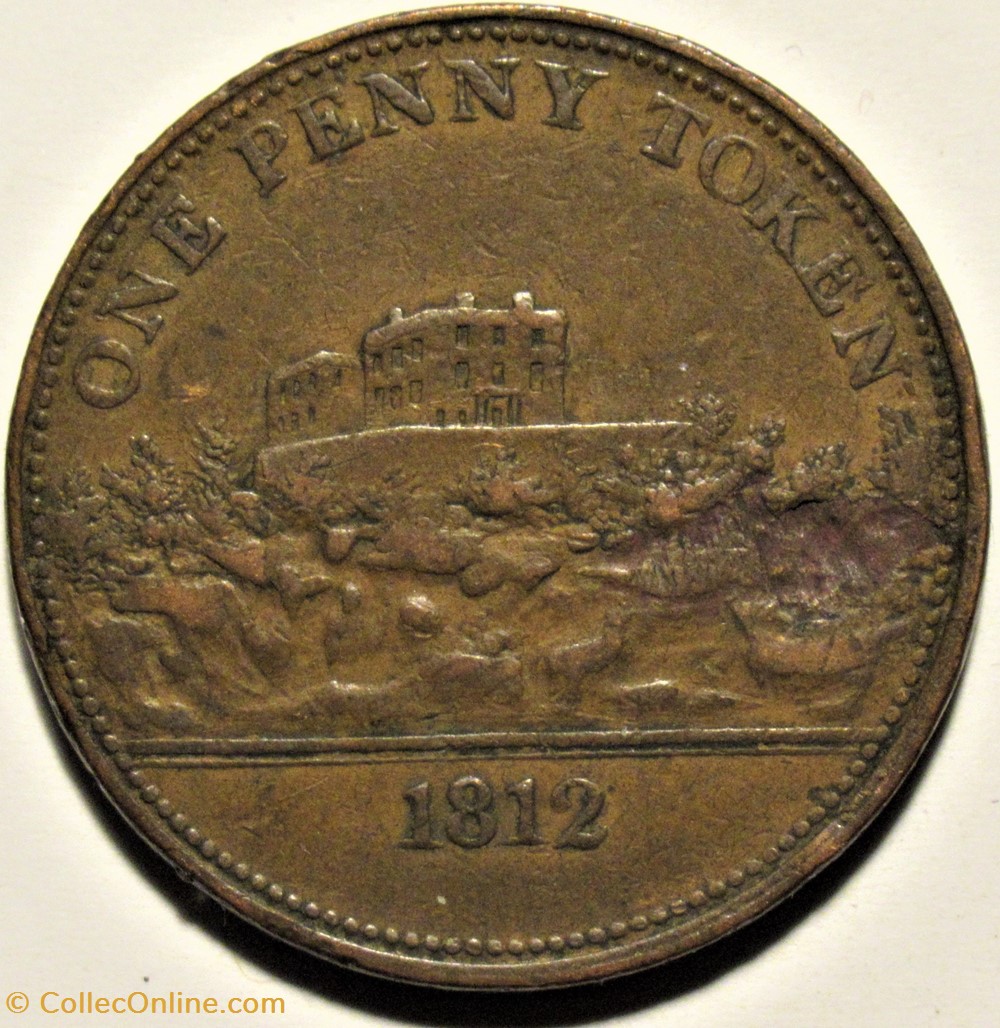 monnaies monde royaume uni 1812 one penny j m fellows banker nottingham england