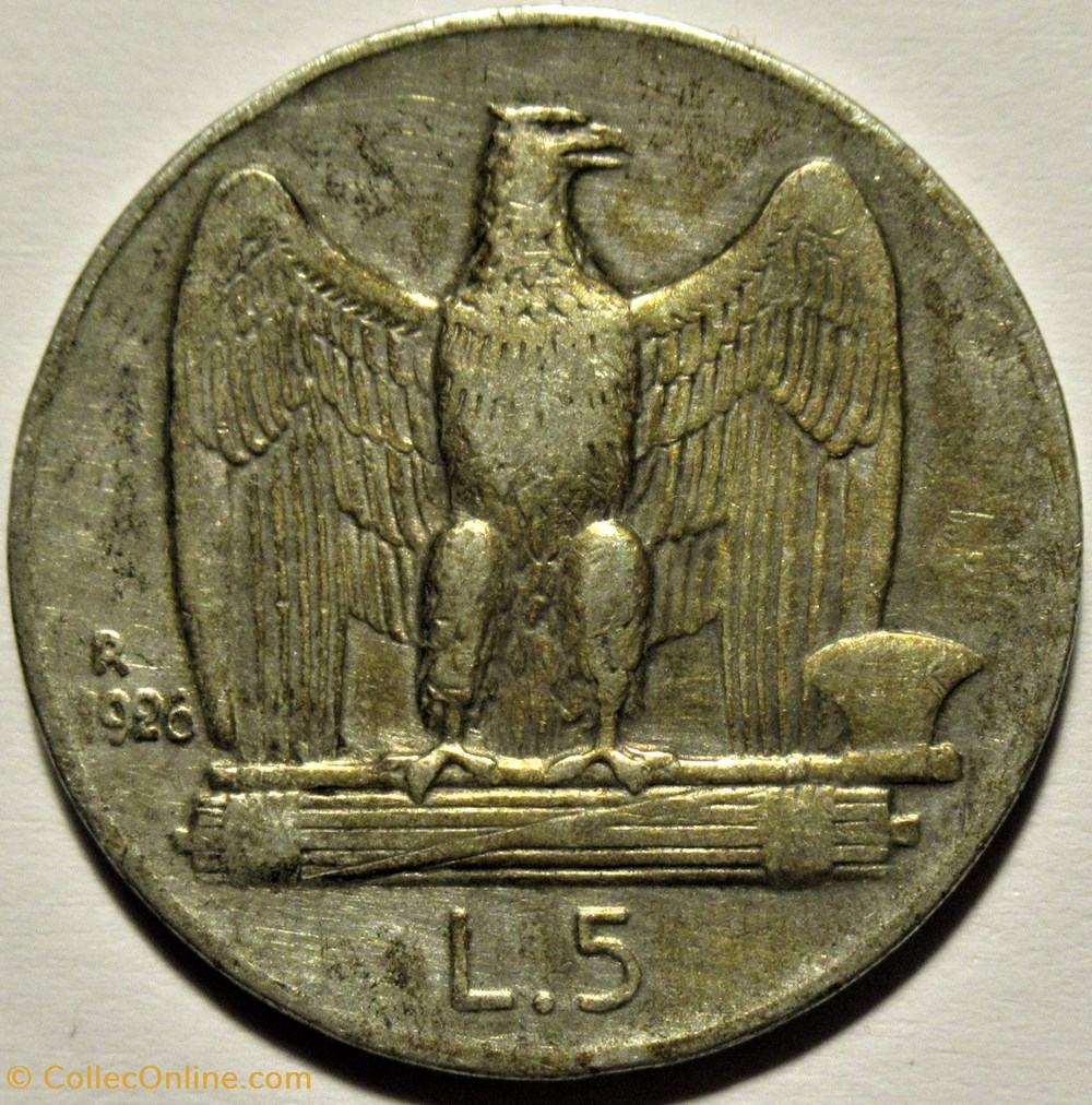 1926 Regno d'Italia, 5 Lire, Roma - Vittorio Emanuele III 3 monnaies monde italie 1926 regno italia 5 lire roma vittorio emanuele iii
