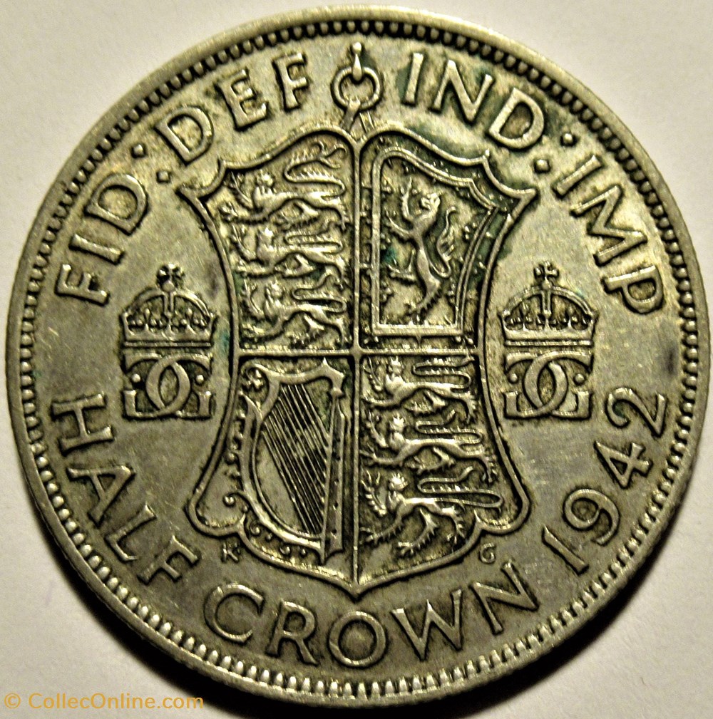 monnaies monde royaume uni george vi half crown 1942 great britain