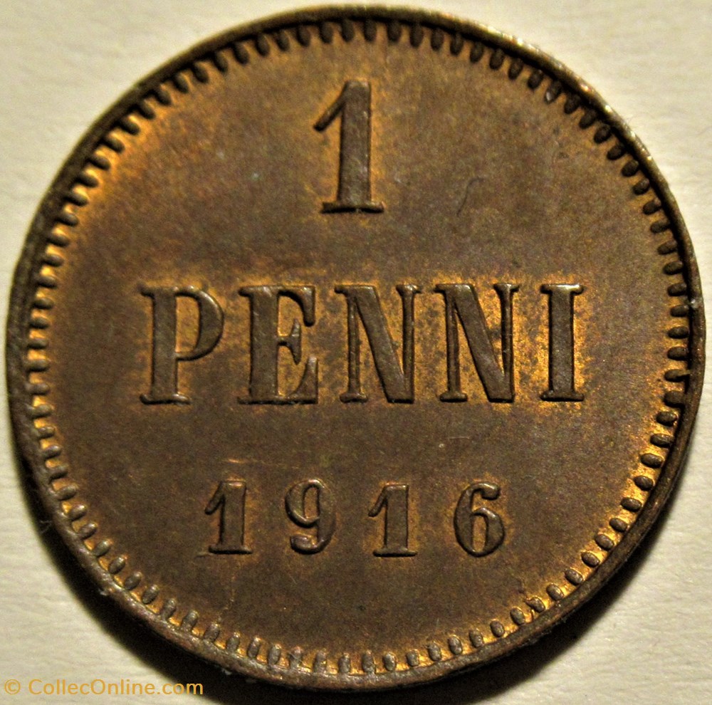 Nicholas II of Russia - 1 Penni 1916, Grand Duchy of Finland 3 monnaies monde finlande nicholas ii of russia 1 penni 1916 grand duchy of finland