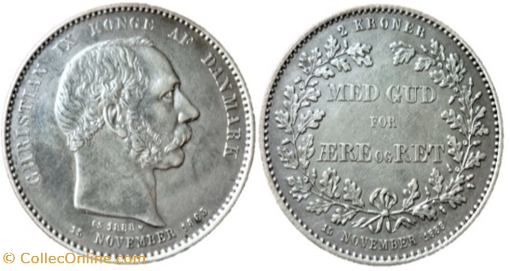 Christian IX Denmark - 2 Kroner 1888 - Anniversary of Reign monnaies monde danemark christian ix denmark 2 kroner 1888 anniversary of reign