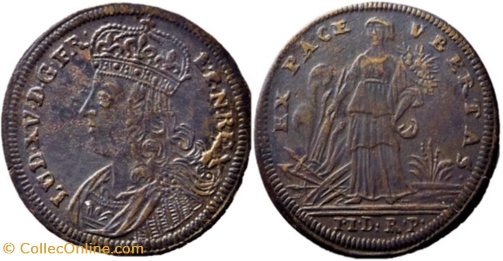 Louis XV - Rechenpfennig, L'abondance de la paix, c.1723 monnaies paranumismatique jetons poids louis xv rechenpfennig abondance de la paix c 1723
