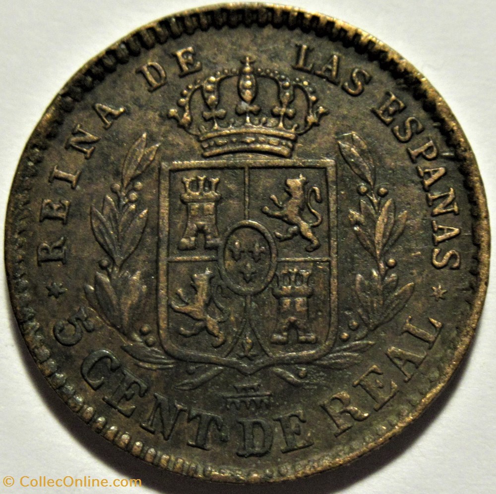 monnaies monde espagne 1856 segovia 5 centimos isabel ii de espana