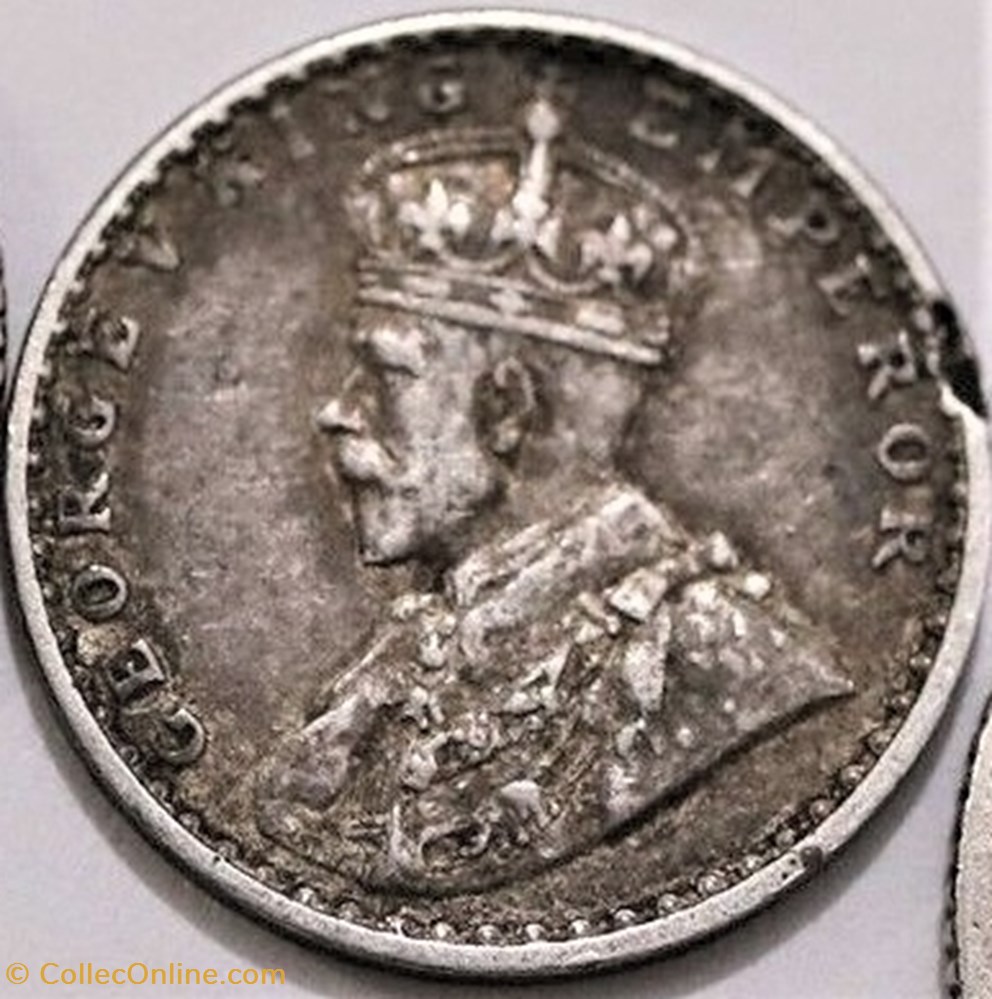 George V - 2 Annas 1917 Calcutta - British India (ex.2) monnaie monde inde george v 2 annas 1917 calcutta british india ex 2