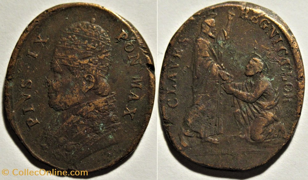 Papa Pio IX - Claves Regni Caelor - Vaticano c.1870 medailles etat de cite du papa pio ix claves regni caelor vaticano c 1870