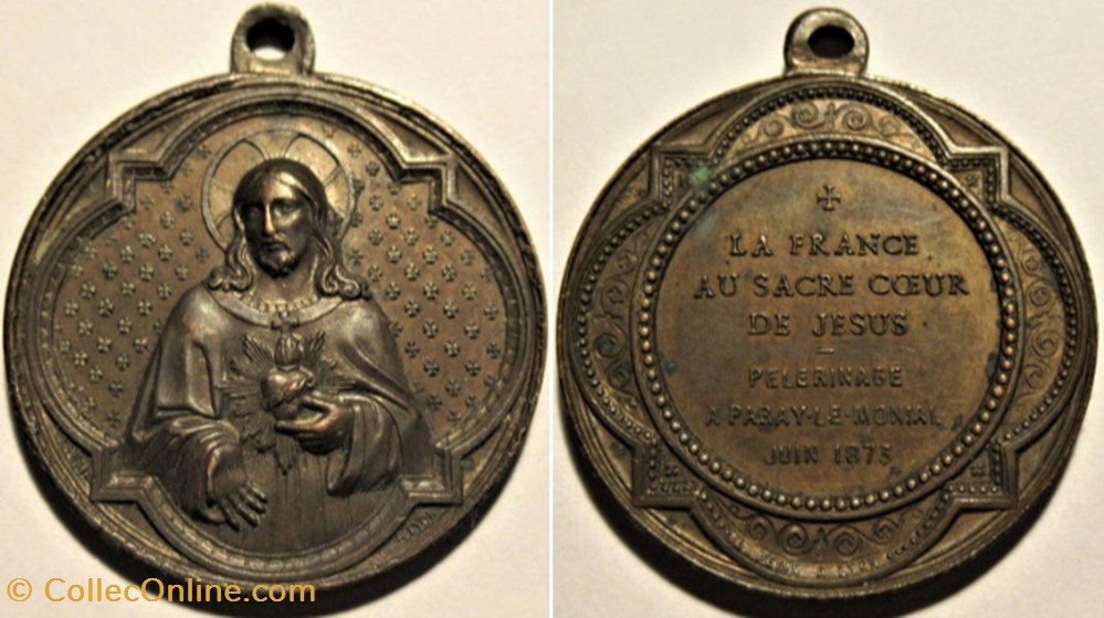 patrimoine religieux souvenir pelerinage a paray le monial 1873 basilique du sacre coeur medaille de l penin