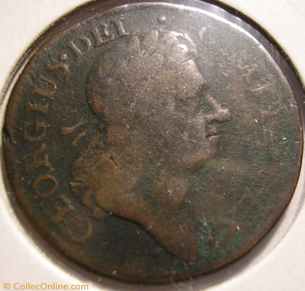 1723 Half Penny - Wood's Hibernia - George Ist (ex.4) monnaie monde irlande 1723 half penny woos hibernia george ist ex 4