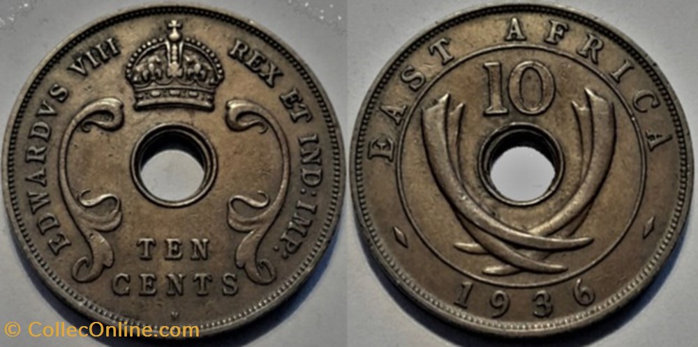 monnaies monde kenya edward viii 10 cents 1936 east africa heaton mint