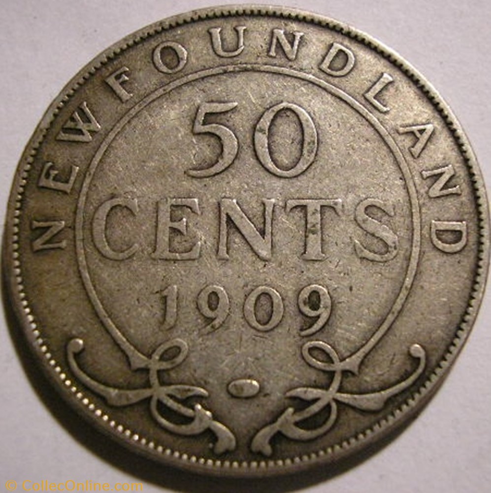 Edward VII - 50 Cents 1909 Newfoundland (ex.2) monnaie monde canadum edward vii 50 cents 1909 newfoundland ex 2