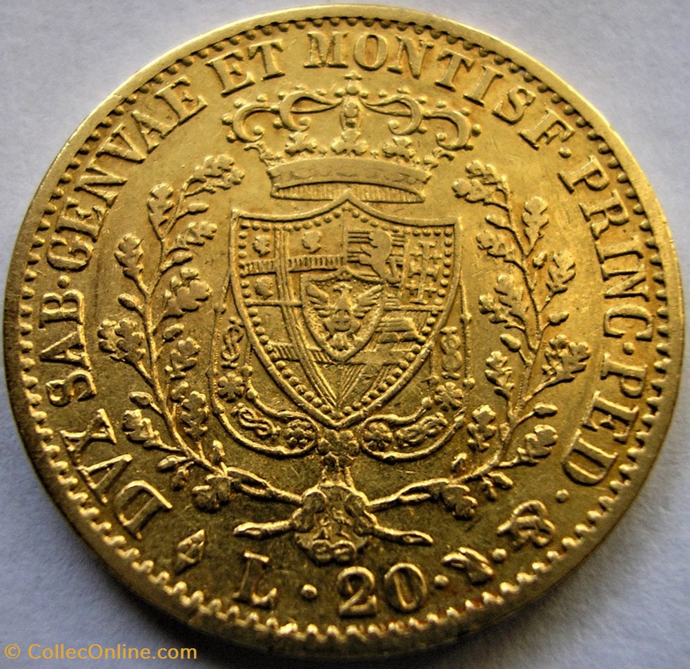 1827 Royaume de Sardaigne, 20 Lire Torino - Carlo Felice monnaies monde italie 1827 royaume de sardaigne 20 lire torino carlo felice