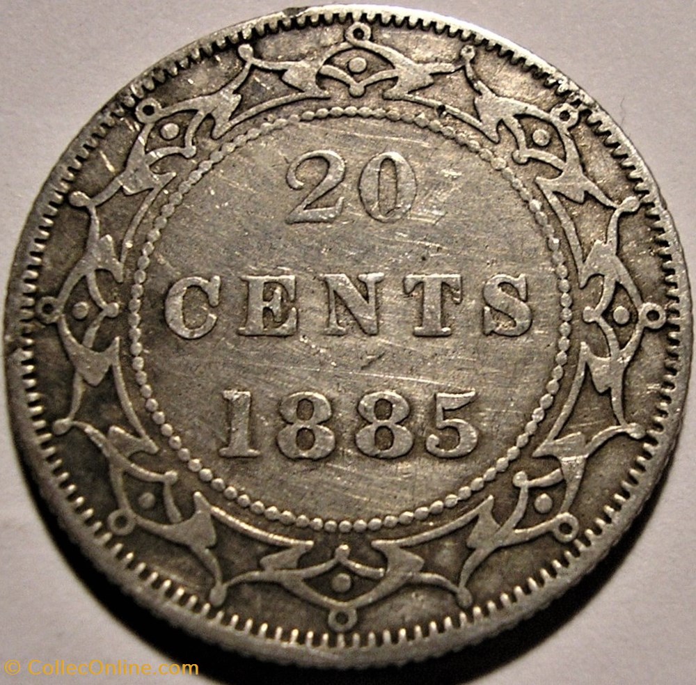 Victoria - 20 Cents 1885 Newfoundland monnaie monde canadum victoria 20 cents 1885 newfoundland