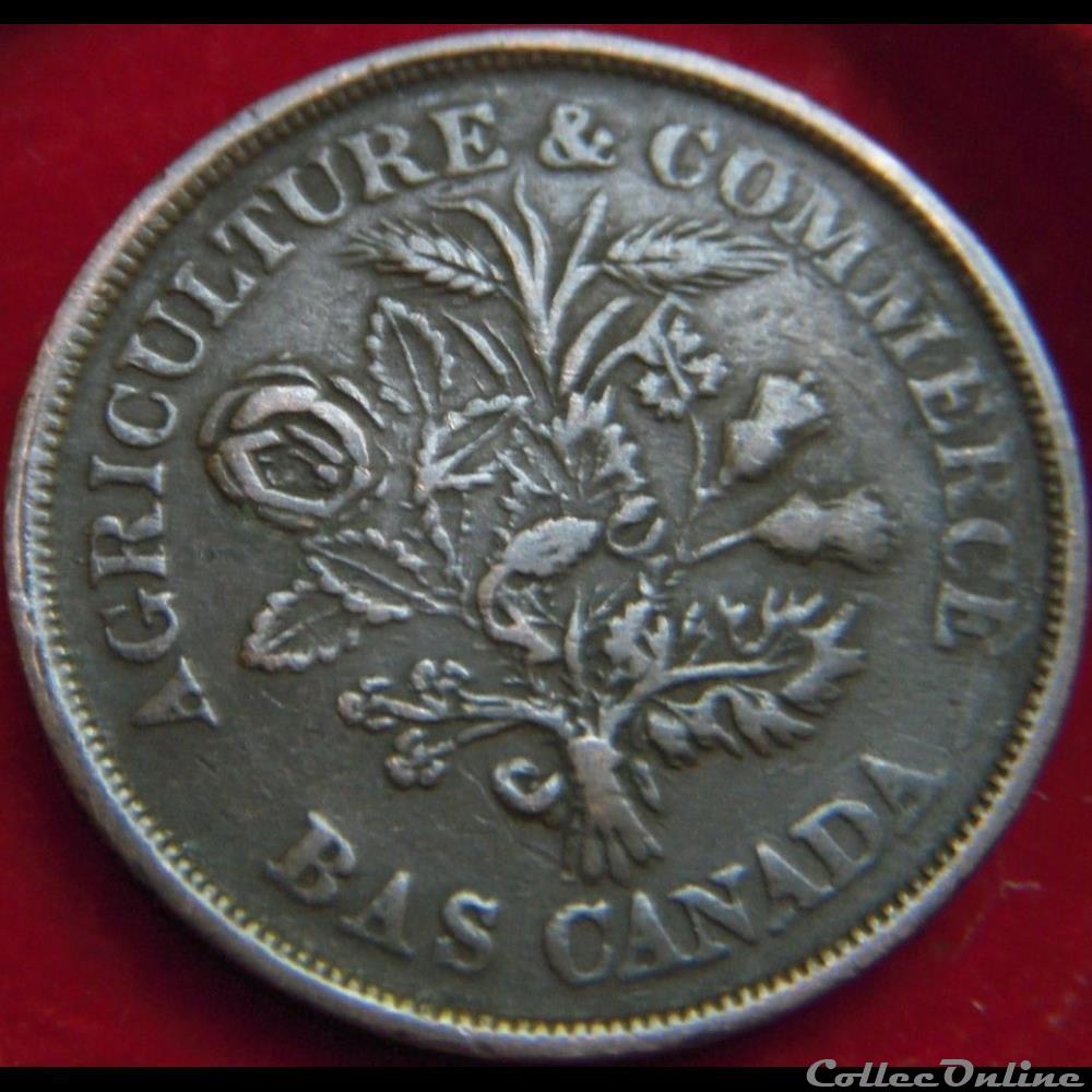 Montreal 1838 Un Sou Bouquet - Banque du Peuple, Rebellion monnaie monde canadum montreal 1838 un sou bouquet banque du peuple rebellion