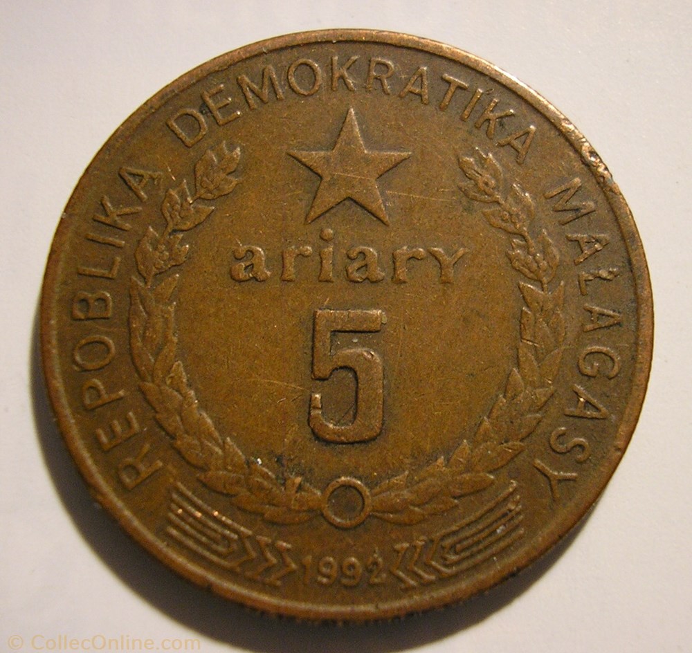 Madagascar - 5 Ariary 1992 monnaie monde madagascar 5 ariary 1992