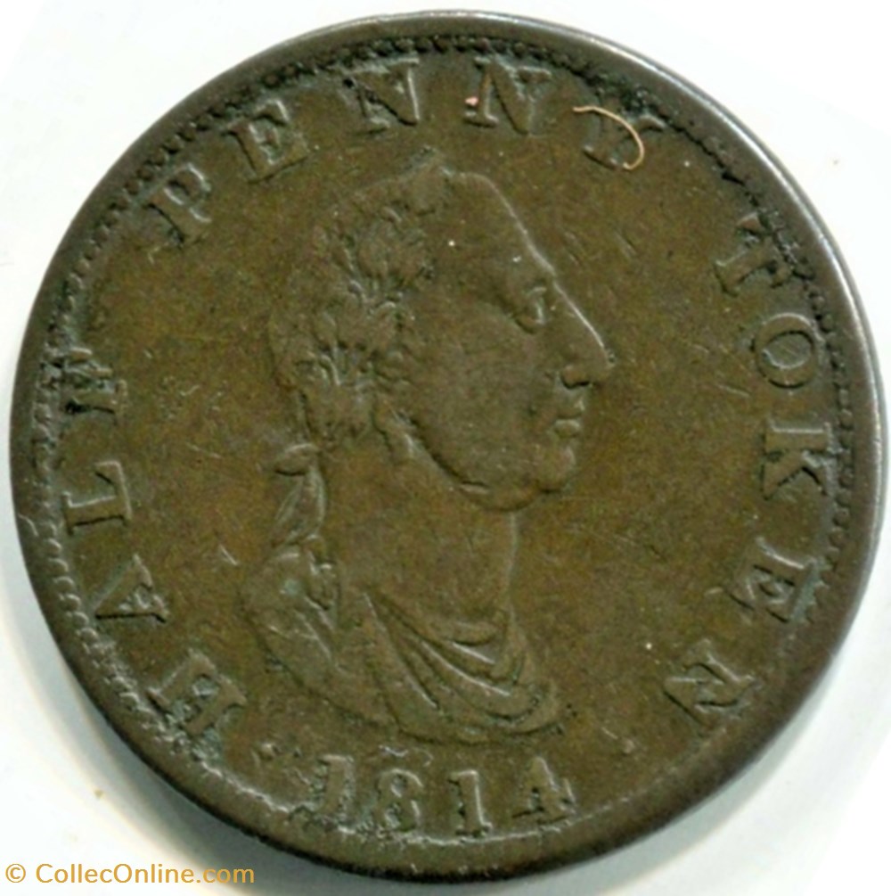 George III - HalfPenny Halifax Token 1814 - Carrit & Alport (ex.2) 2 monnaies monde canada george iii halfpenny halifax token 1814 carrit alport ex 2