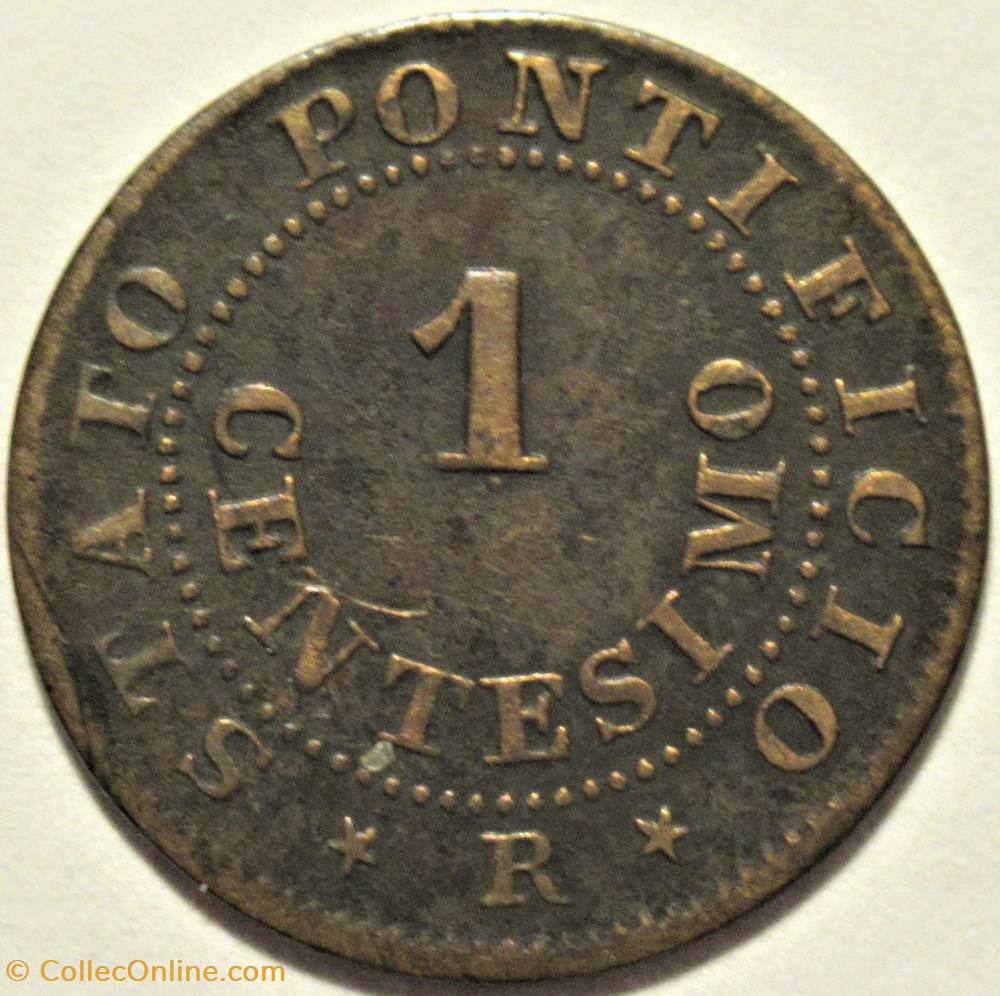 Pio IX, Pope - 1 Centesimo 1866, Anno XXI - Roma, Vaticano 3 monnaies monde pio ix pope 1 centesimo 1866 anno xxi roma vaticano