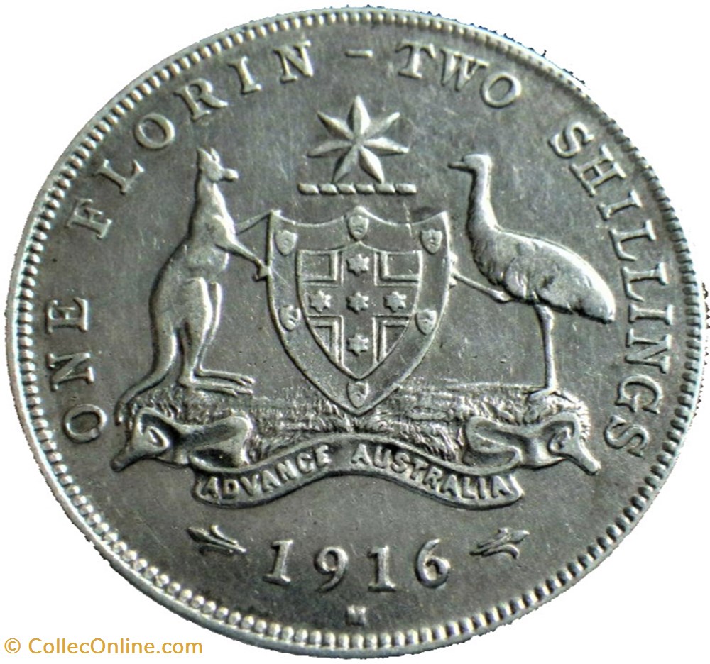 monnaie monde australie george v one florin 1916 melbourne australia