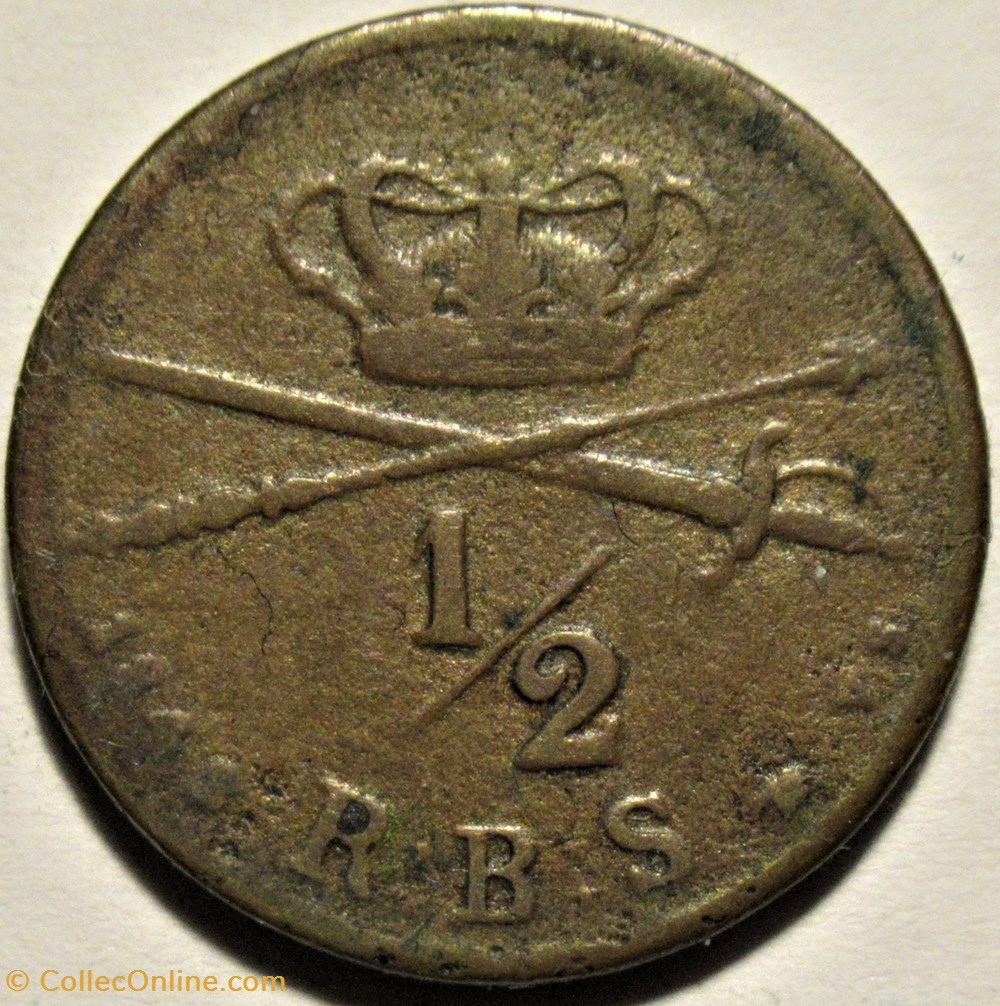 Christian VIII Denmark - ½ Rigsbankskilling 1842 monnaies monde danemark christian viii denmark rigsbankskilling 1842