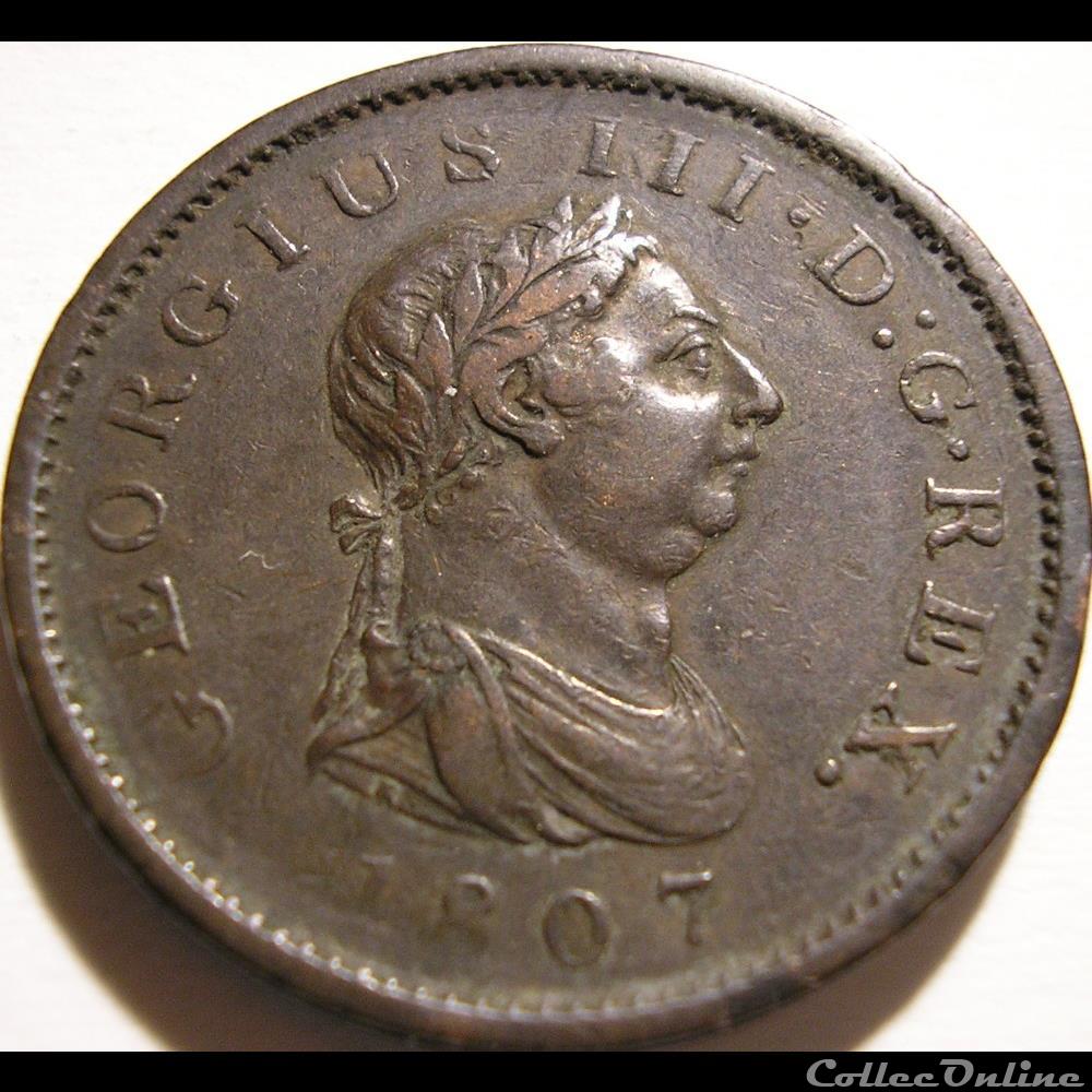 George III - 1 Penny 1807 Great Britain 3 monnaies monde royaume uni george iii 1 penny 1807 great britain