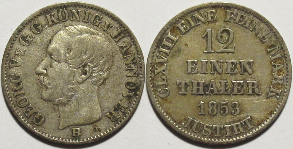 Georg V - 1/12 Thaler 1853 - Kingdom of Hannover monnaies monde allemagne georg v 1 12 thaler 1853 kingdom of hannover