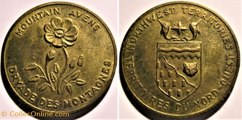 Northwest territories (1881) - Provincial Arms and Flowers 1965-68, Shell Oil Token monnaie jeton mereaux northwest territories 1881 provincial arms and flowers 1965 68 shell oil token
