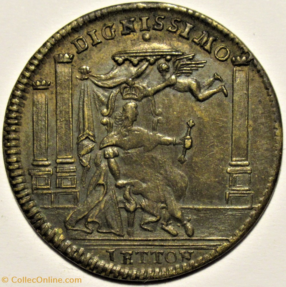 Louis XVI - Jeton souvenir du Sacre "Dignissimo" c.1791 par M. Reich monnaies paranumismatique jetons poids louis xvi jeton souvenir du sacre dignissimo c 1791 par m reich