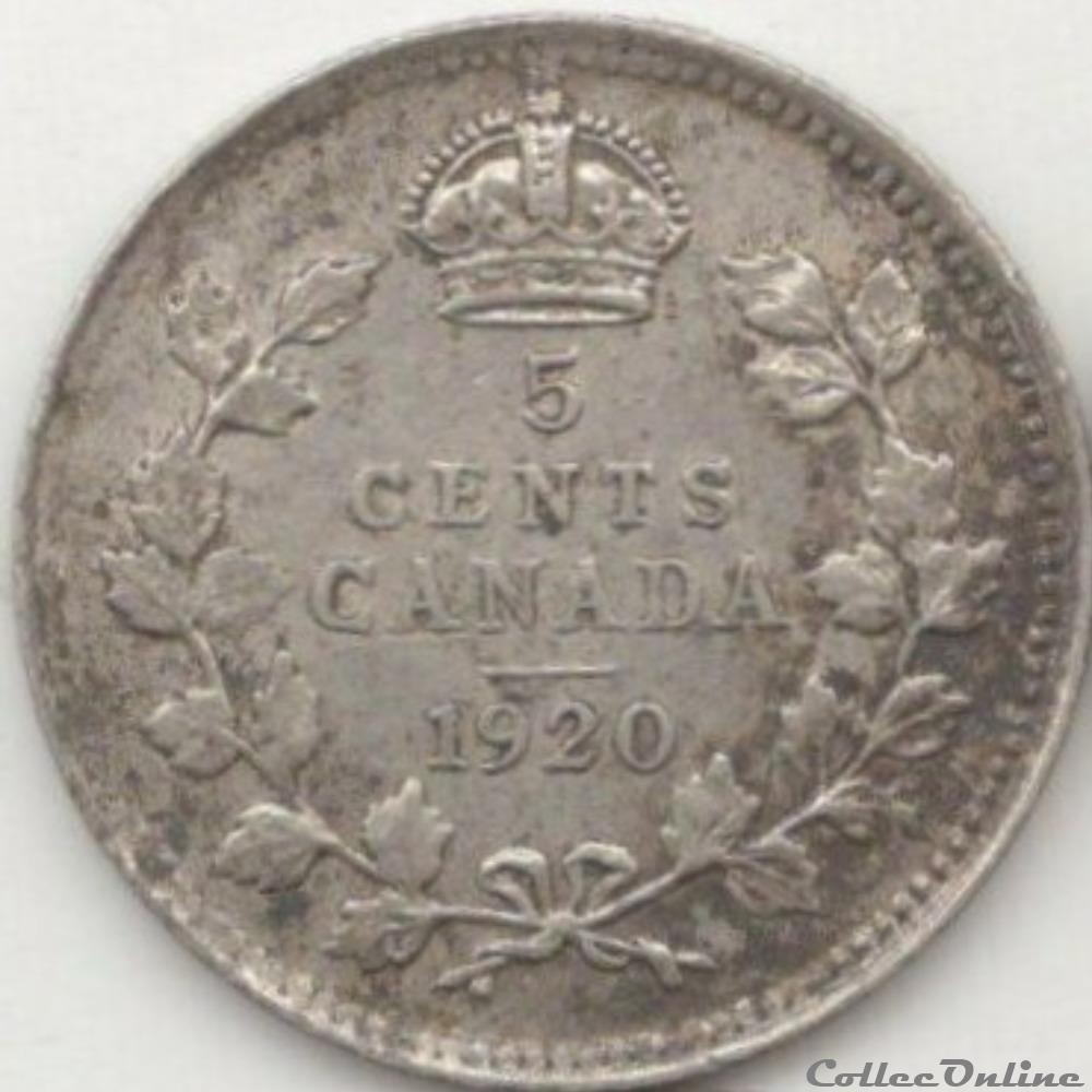 George V - 5 Cents 1920 monnaie monde canadum george v 5 cents 1920