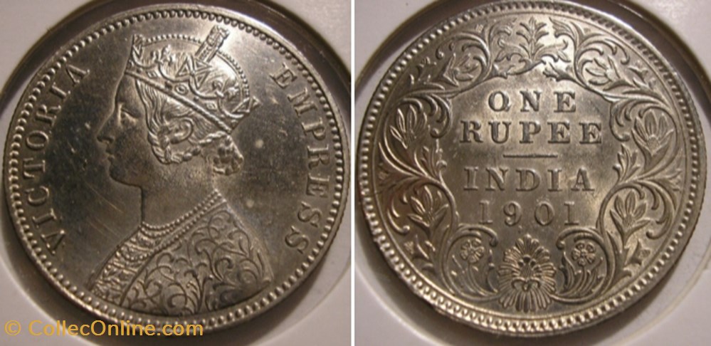 Victoria - One Rupee 1901 Calcutta - British India monnaies monde inde victoria one rupee 1901 calcutta british india