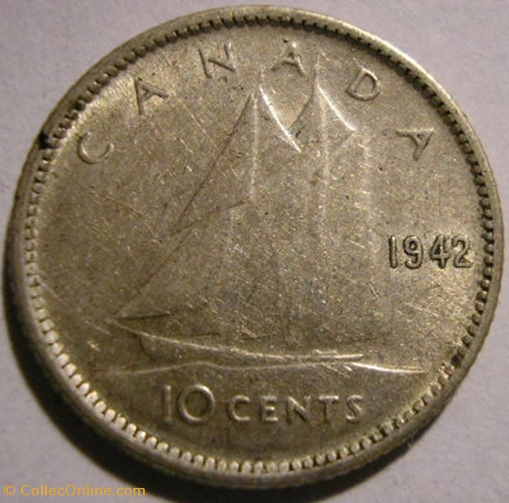 monnaie monde canadum george vi 10 cents 1942