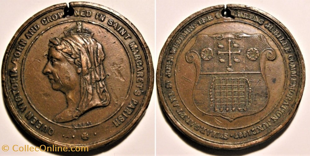 monnaie jeton mereaux victoria 1887 golden jubilee medal st margarets st john westminster