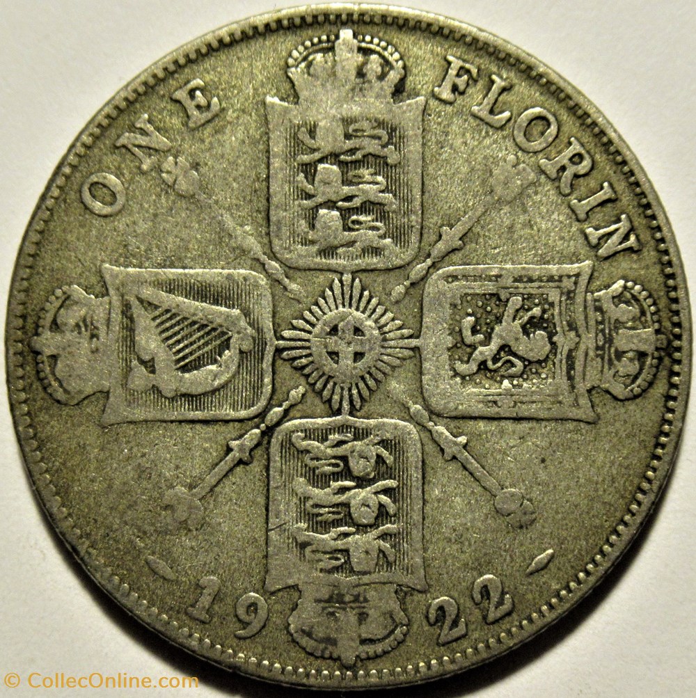 George V - One Florin 1922 - Great Britain 3 monnaies monde royaume uni george v one florin 1922 great britain