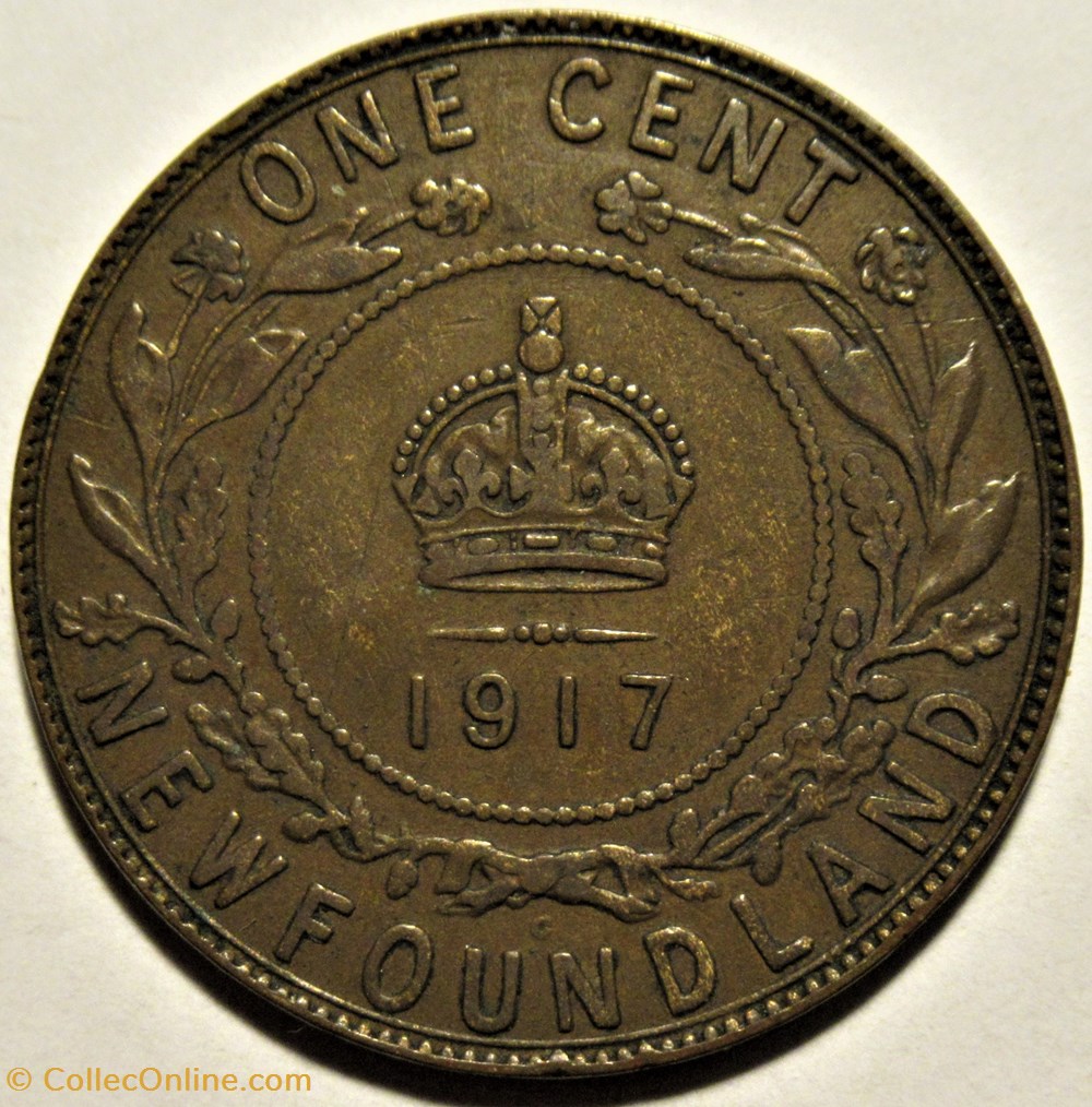 George V - One Cent 1917 C Newfoundland monnaies monde canada george v one cent 1917 c newfoundland