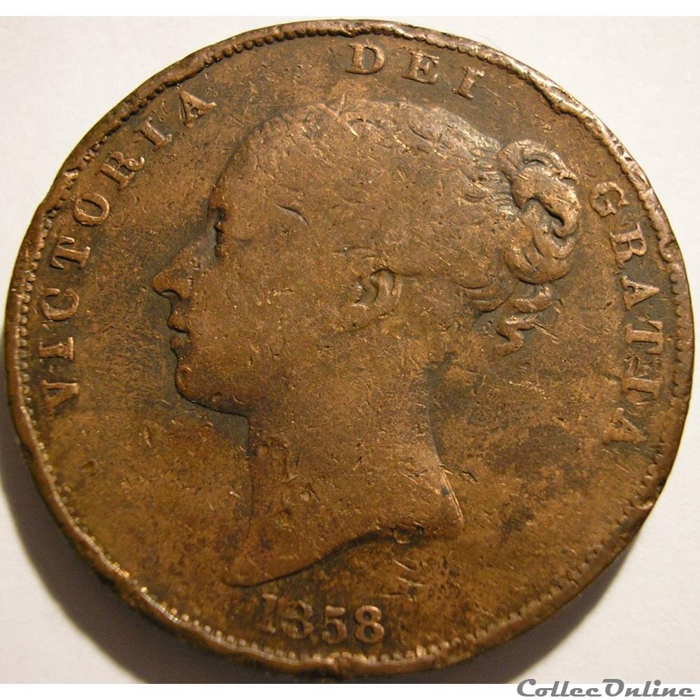 Victoria - One Penny 1858 - Kingdom of Great Britain monnaies monde royaume uni victoria one penny 1858 kingdom of great britain