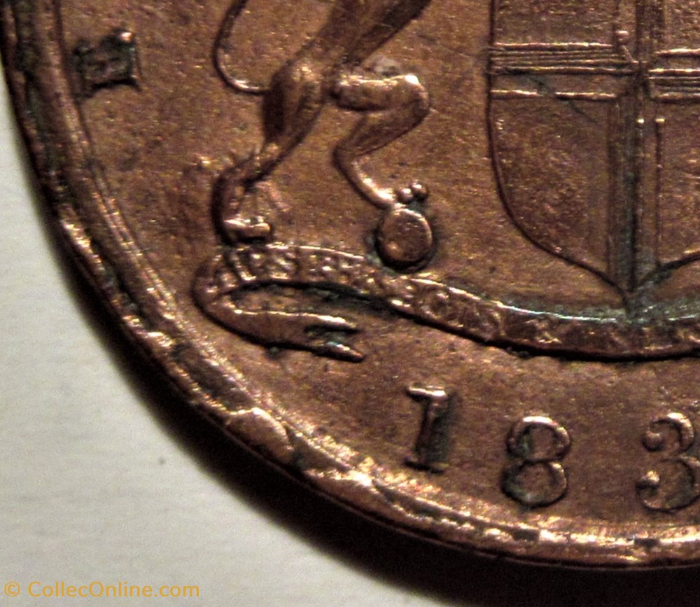Bombay Presidency - Quarter Anna 1830 - East India Company (ex.2) Error Edge 4 monnaies monde inde bombay presidency quarter anna 1830 east india company ex 2 error edge