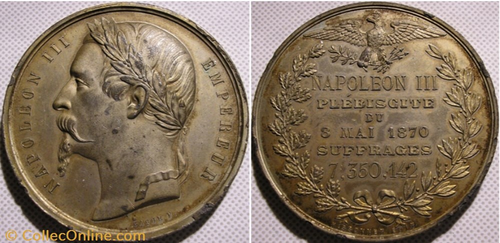 Napoléon III - 1870 Médaille du Plébiscite du 8 Mai france second empire napoleon iii 1870 medaille du plebiscite du 8 mai