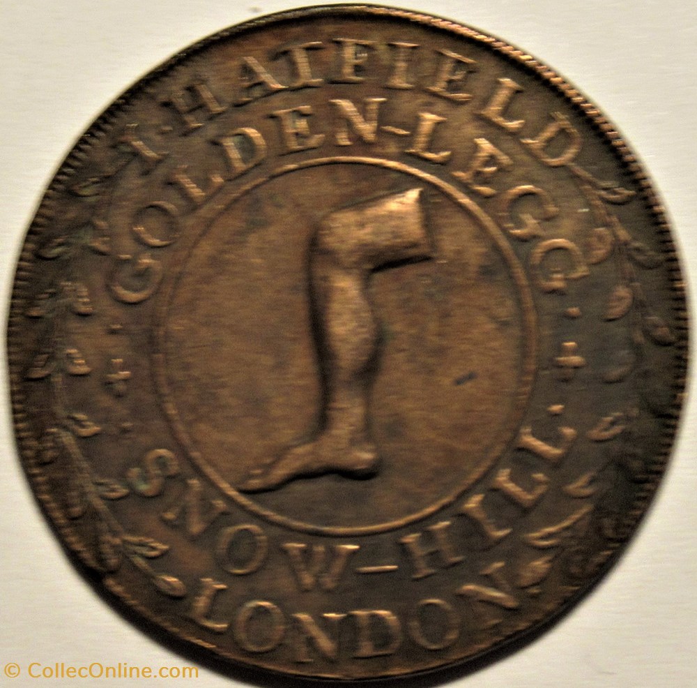 1795 HalfPenny - J. Hatfield’s Golden Legg Token, London, England monnaies monde royaume uni 1795 halfpenny j hatfield s golden legg token london england