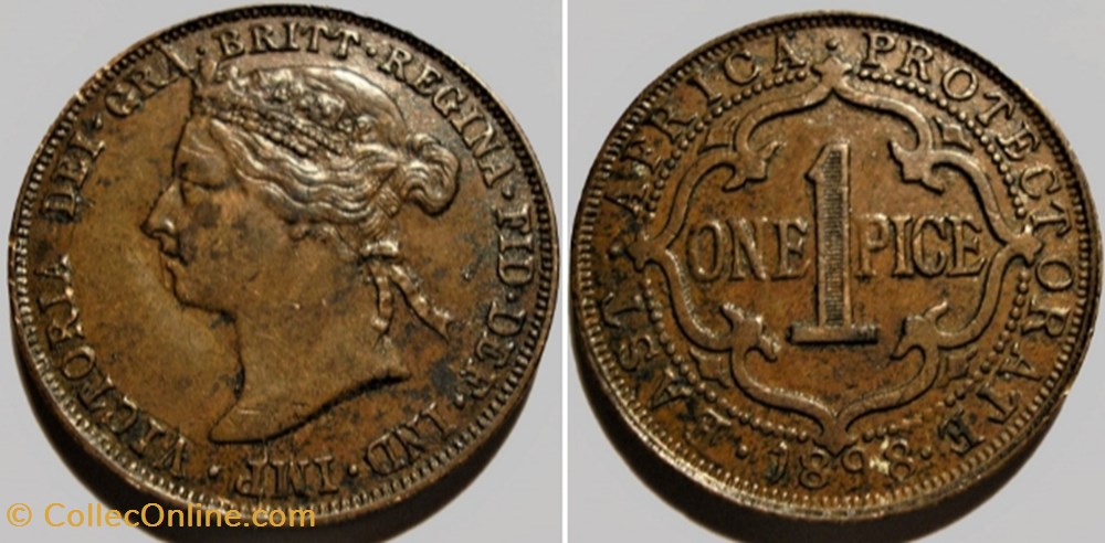 Victoria - One Pice 1898 - East Africa Protectorate - Die Crack monnaies monde kenya victoria one pice 1898 east africa protectorate die crack