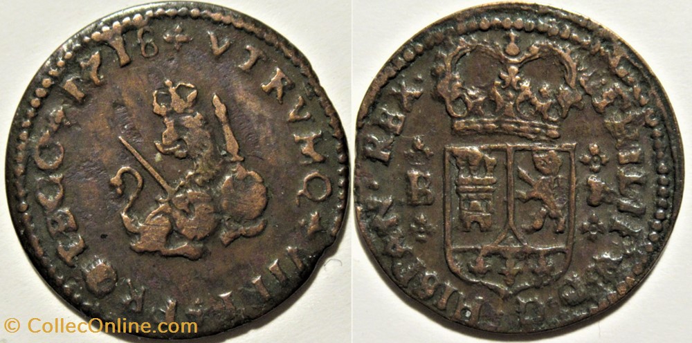 1718 Barcelona, 1 Maravedi - Felipe V monnaies europe medievale royaume espagne 1718 barcelona 1 maravedi felipe v