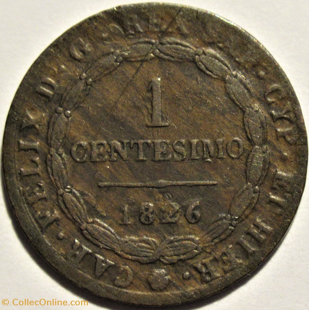 1826 Royaume de Sardaigne, Centesimo Genoa - Carlo Felice monnaies monde italie 1826 royaume de sardaigne centesimo genoa carlo felice