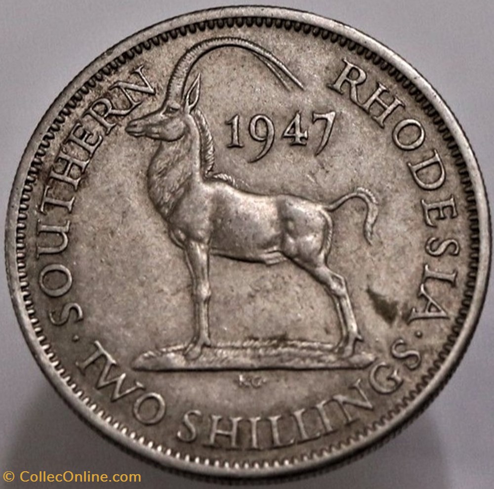 George VI - Two Shillings 1947 - Southern Rhodesia monnaie monde zimbabwe george vi two shillings 1947 southern rhodesia