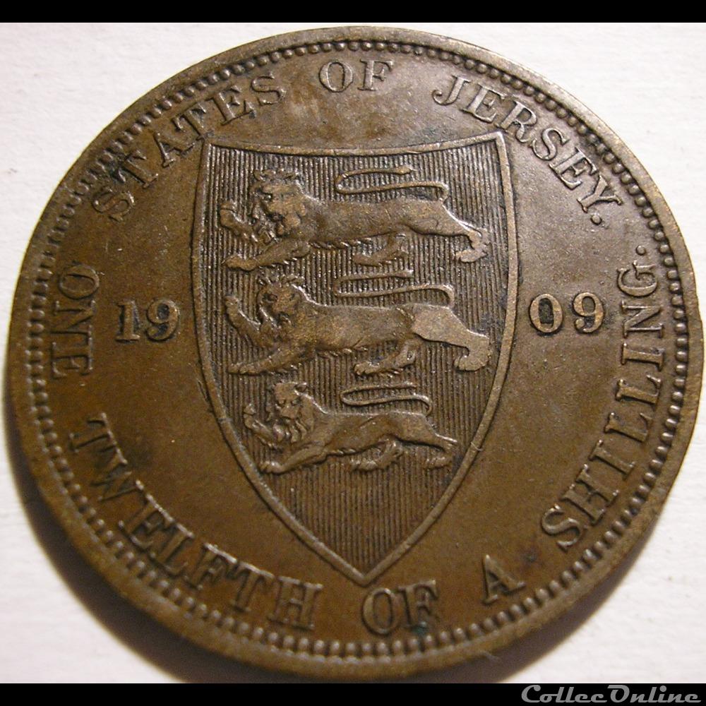 Edward VII - 1/12 Shilling 1909 - Jersey (ex.2) 4 monnaie monde edward vii 1 12 shilling 1909 jersey ex 2