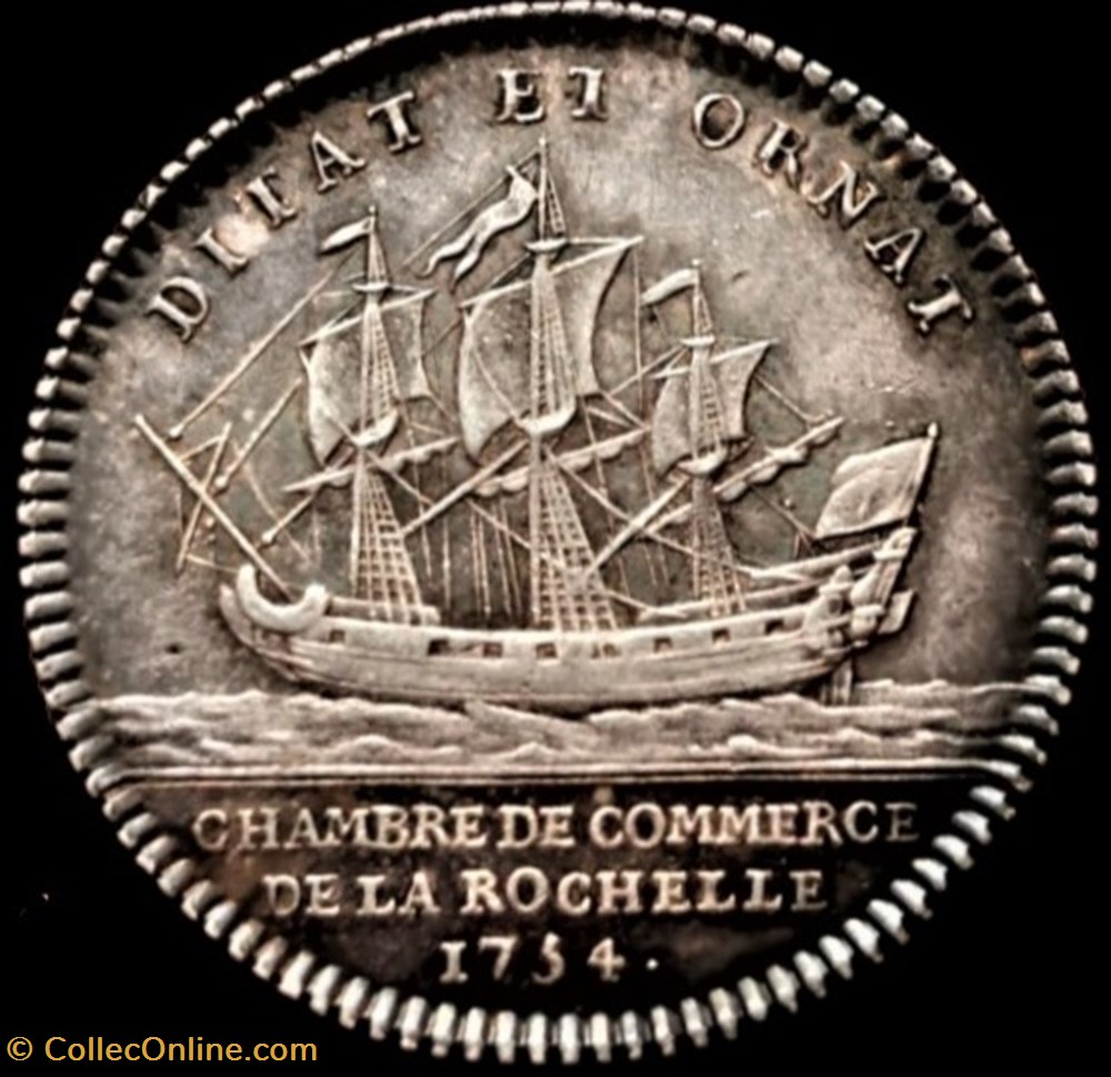 Louis XV - 1754, Jeton de la Chambre de Commerce de La Rochelle monnaies paranumismatique jetons poids louis xv 1754 jeton de la chambre de commerce de la rochelle