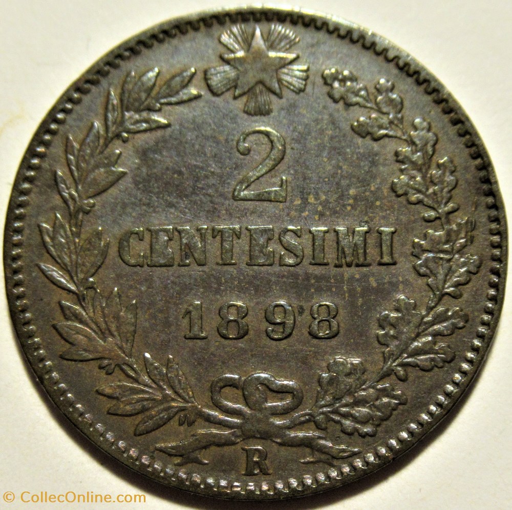 1898 Regno d'Italia, 2 Centesimi, Roma - Umberto I 3 monnaies monde italie 1898 regno italia 2 centesimi roma umberto i