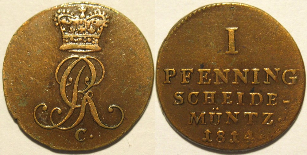 monnaies europe medievale saint empire romain germanique georg iii 1 pfennig 1814 kingdom of hannover