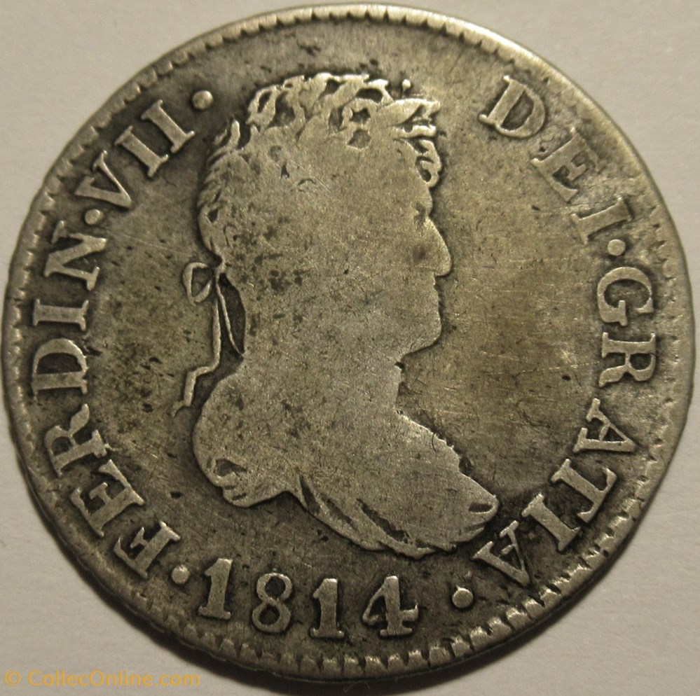 1814 Cataluña - 2 Reales - Fernando VII de España 2 monnaies monde espagne 1814 cataluna 2 reales fernando vii de espana