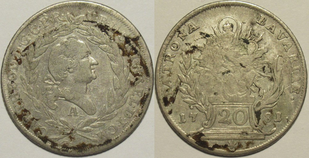 monnaies europe medievale saint empire romain germanique karl theodor 20 kreuzer 1781 electorate of bavaria
